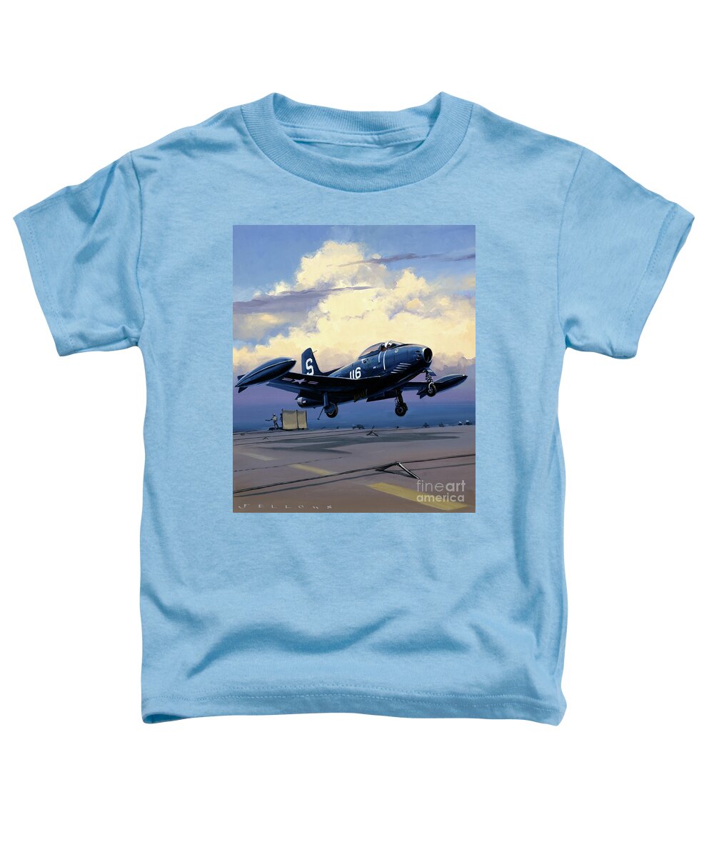 Military Aircraft Toddler T-Shirt featuring the painting North American FJ-1 Fury by Jack Fellows