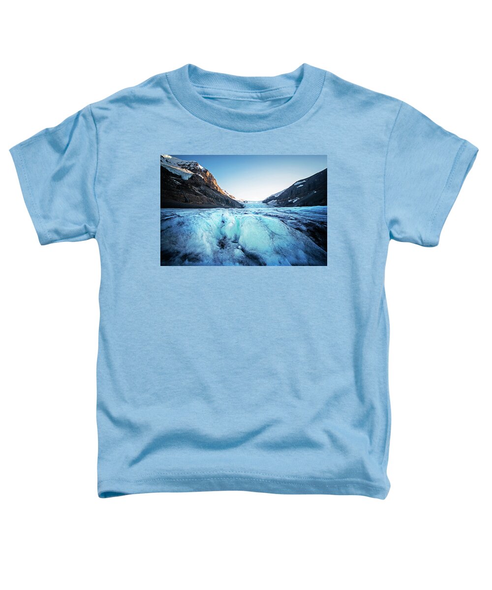 Banff Toddler T-Shirt featuring the photograph On Athabasca Glacier at Glacier National Park Columbia-Shuswap A, BC, Canada Icy by Toby McGuire