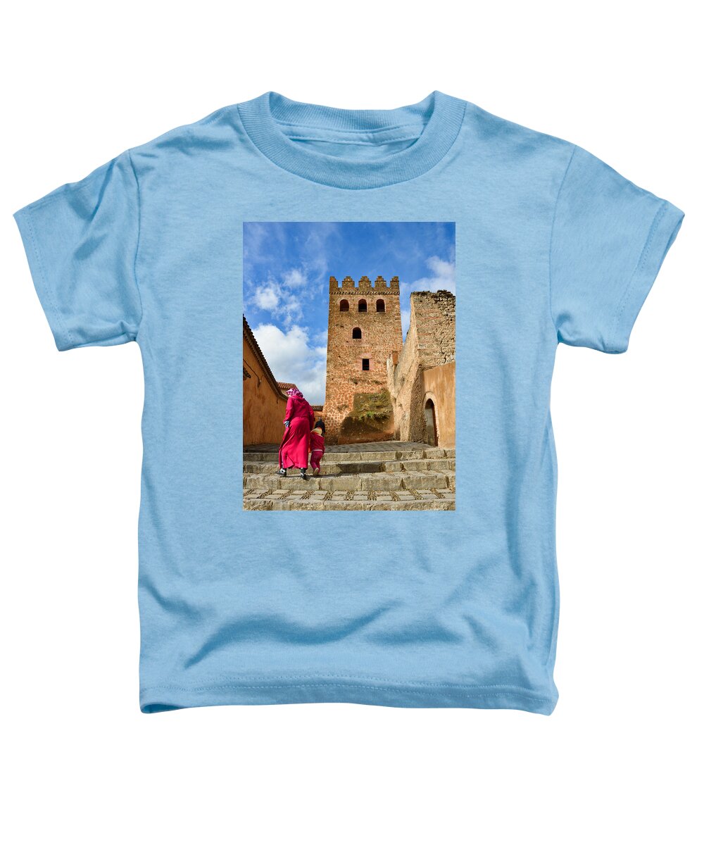 Chefchaouene Toddler T-Shirt featuring the photograph On the road back home again by Yavor Mihaylov