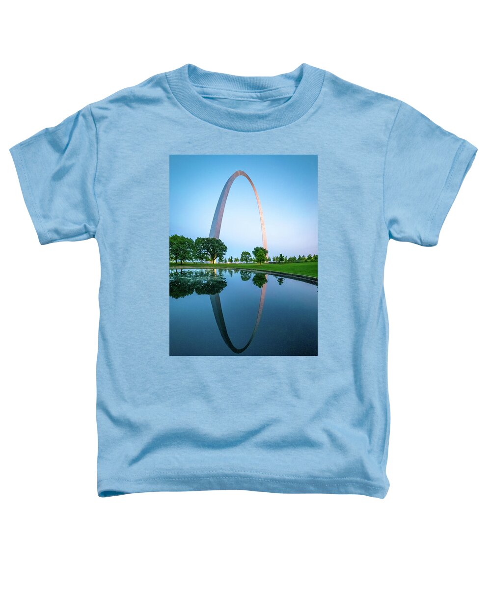 Gateway Arch National Park Toddler T-Shirt featuring the photograph Reflection of the Arch by Joe Kopp