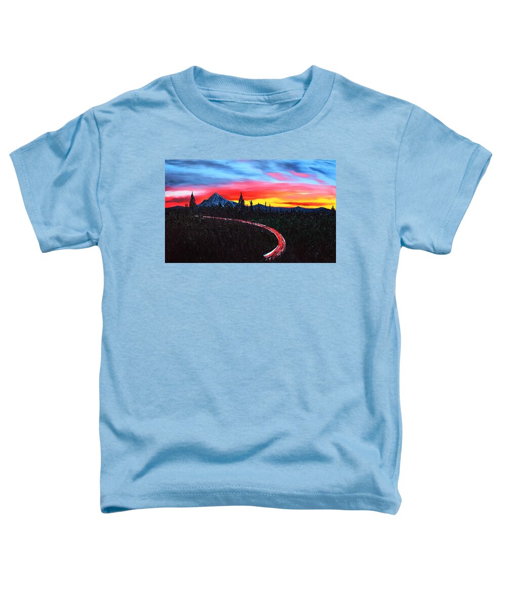  Toddler T-Shirt featuring the painting Road Of Dusk To Mount Hood #1 by James Dunbar