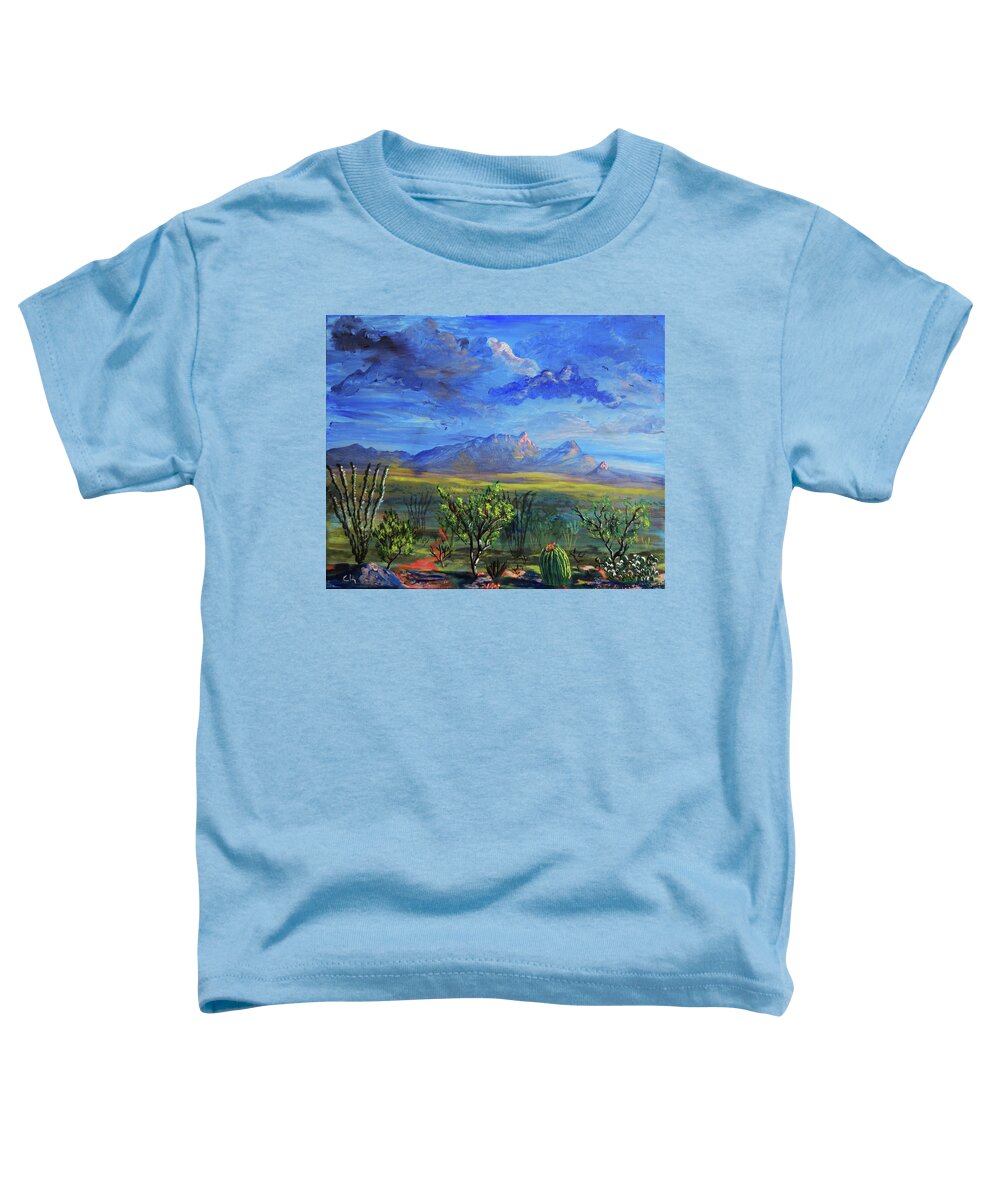 Santa Toddler T-Shirt featuring the painting Santa Rita Mountains Last Light by Chance Kafka