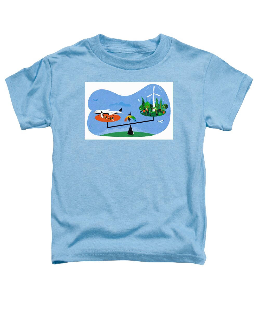 Adult Toddler T-Shirt featuring the photograph Scales Weighing Up Air Travel Versus by Ikon Images