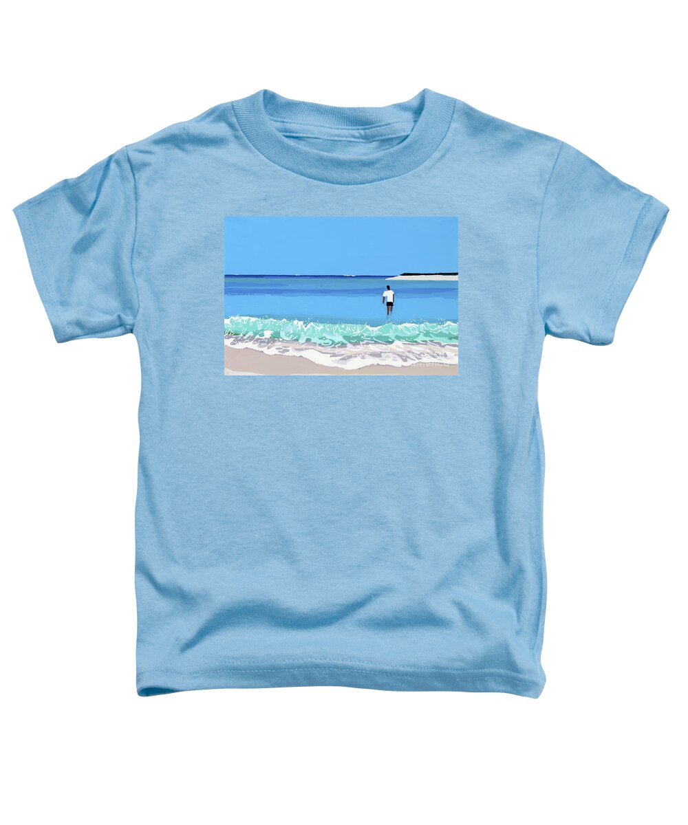 Sea And Man Toddler T-Shirt featuring the painting Sea And Man by Hiroyuki Izutsu