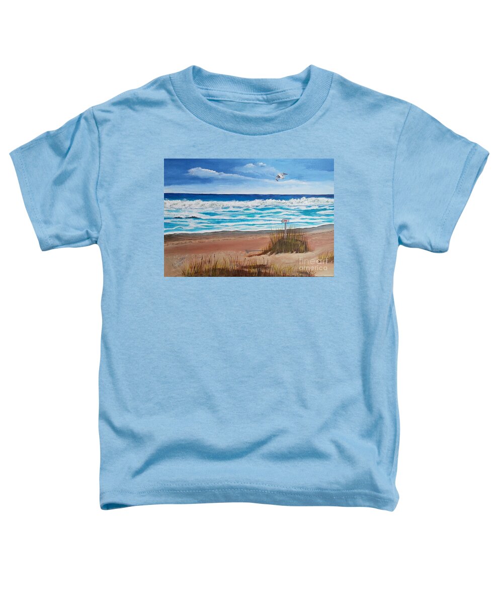 Beach Toddler T-Shirt featuring the painting Shangri-la Mailbox, 3rd in Mailbox Series by Elizabeth Mauldin
