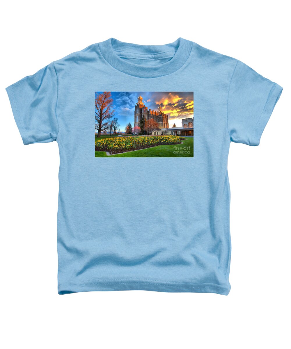 Logan Temple Toddler T-Shirt featuring the photograph Sunset Over The Logan Utah Temple by Adam Jewell