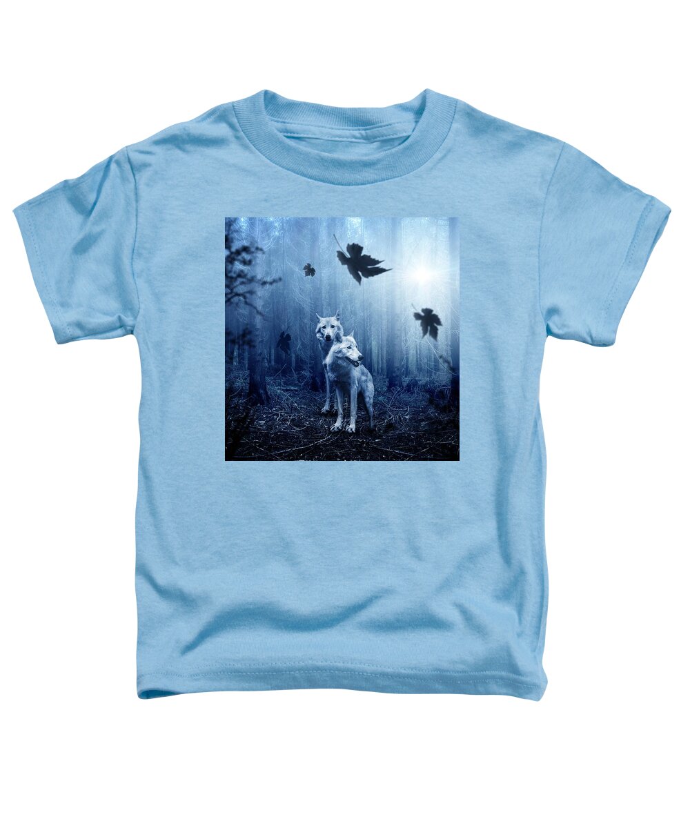 Cute Toddler T-Shirt featuring the photograph Two wolves by Top Wallpapers