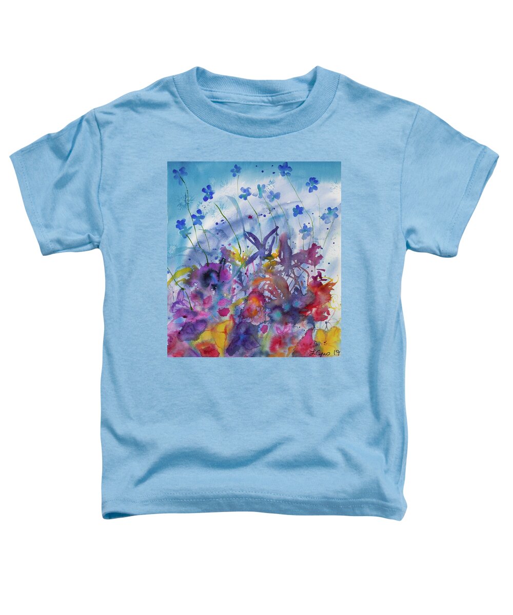 Colorful Toddler T-Shirt featuring the painting Watercolor - Colorful Flower Abstract by Cascade Colors