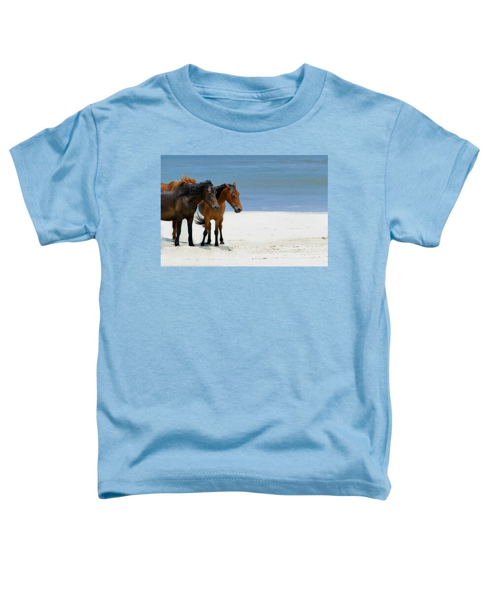 Outerbanks Toddler T-Shirt featuring the photograph Wild Horses of Corolla by Arthur Oleary