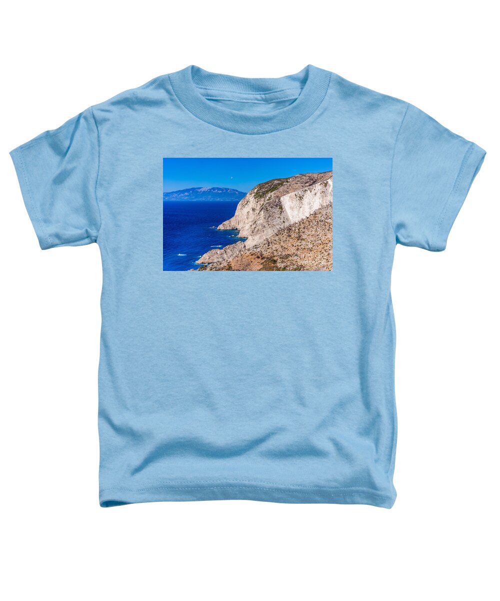 Greece Toddler T-Shirt featuring the photograph Cliffs and Ioanian sea at Zakynthos, Greece. #2 by Michal Bednarek