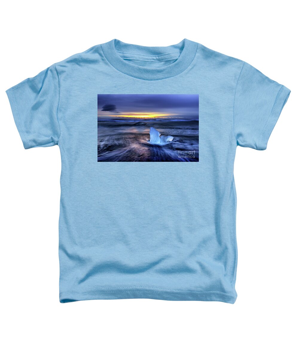 Beach Toddler T-Shirt featuring the photograph Sunrise on Diamond Beach, Southeast Iceland by Jane Rix