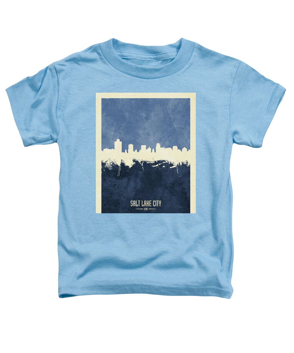 Salt Lake City Toddler T-Shirt featuring the digital art Salt Lake City Utah Skyline #9 by Michael Tompsett