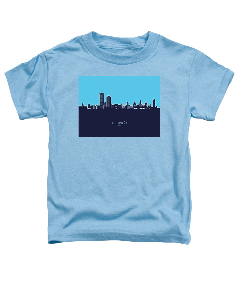 A Coruña Toddler T-Shirt featuring the digital art A Coruna Spain Skyline #82 by Michael Tompsett