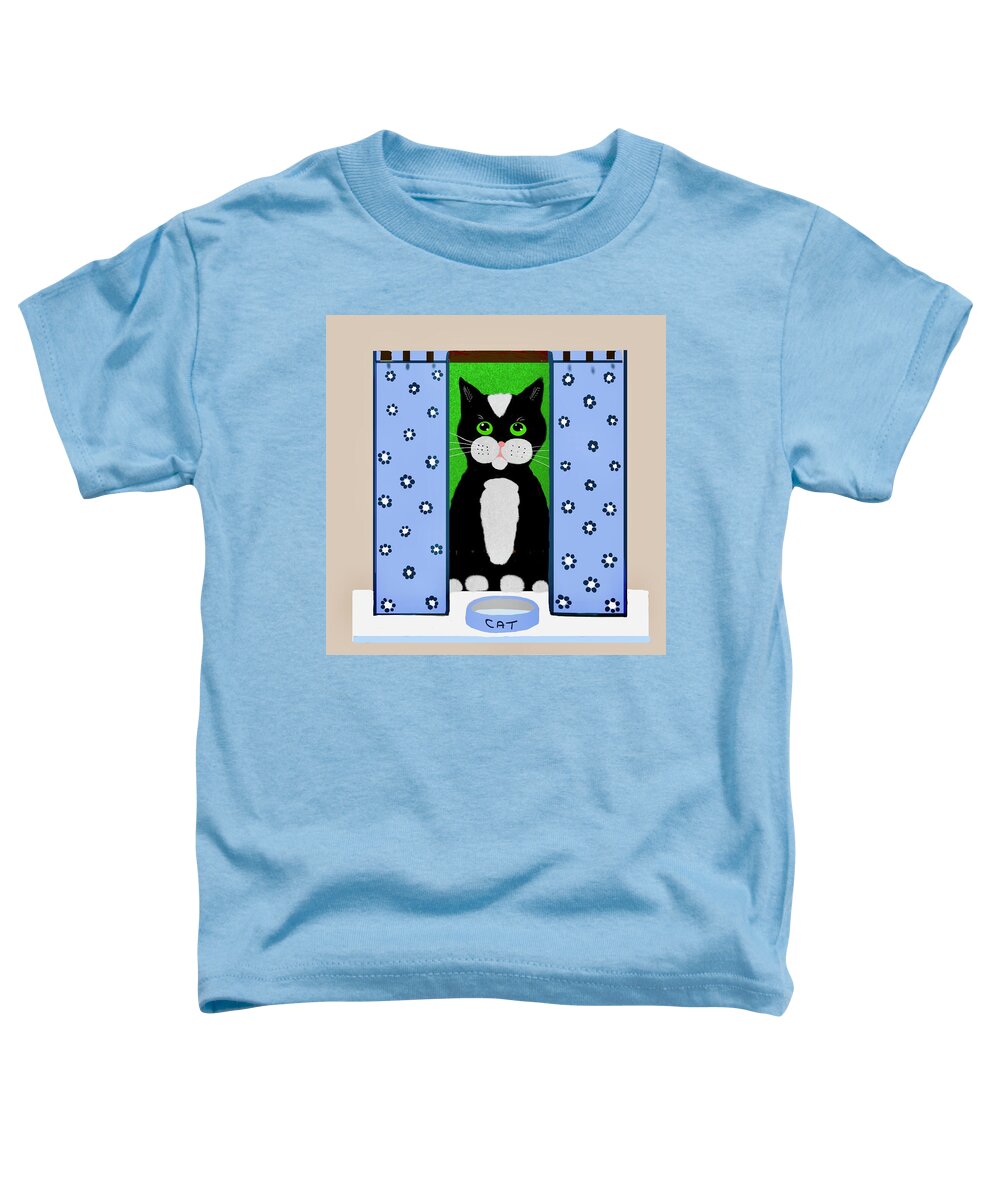 Cat Toddler T-Shirt featuring the digital art A whimsical cat by Elaine Hayward