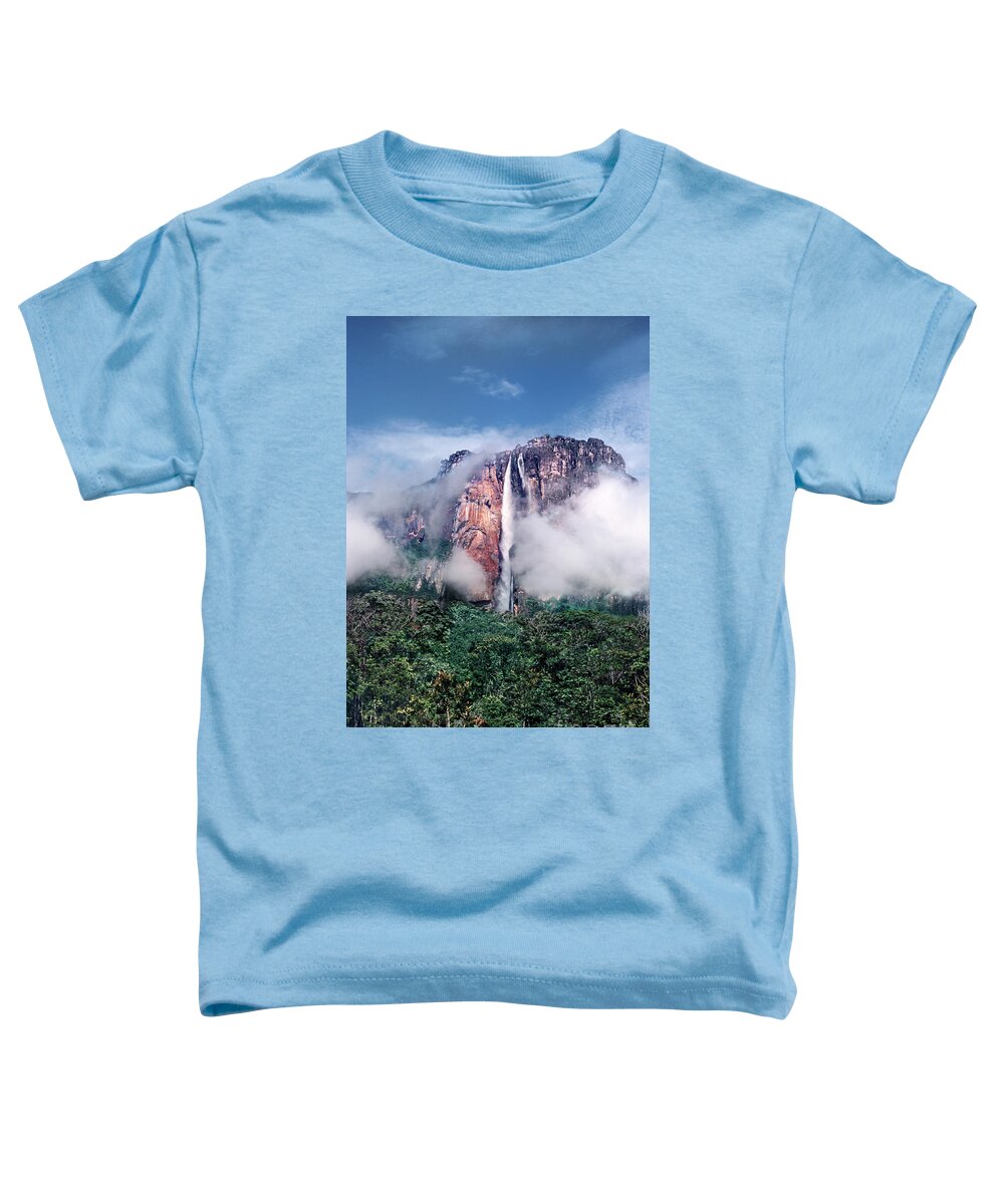 Dave Welling Toddler T-Shirt featuring the photograph Angel Falls In Mist Canaima National Park Venezuela by Dave Welling