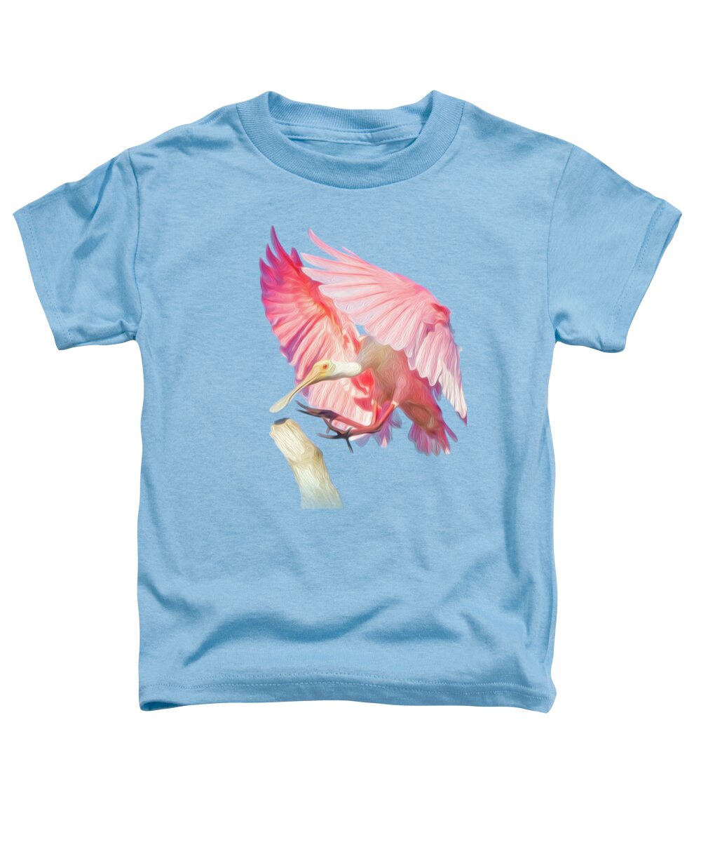 Spoonbill Toddler T-Shirt featuring the photograph Roseate Spoonbill Landing by Mark Andrew Thomas