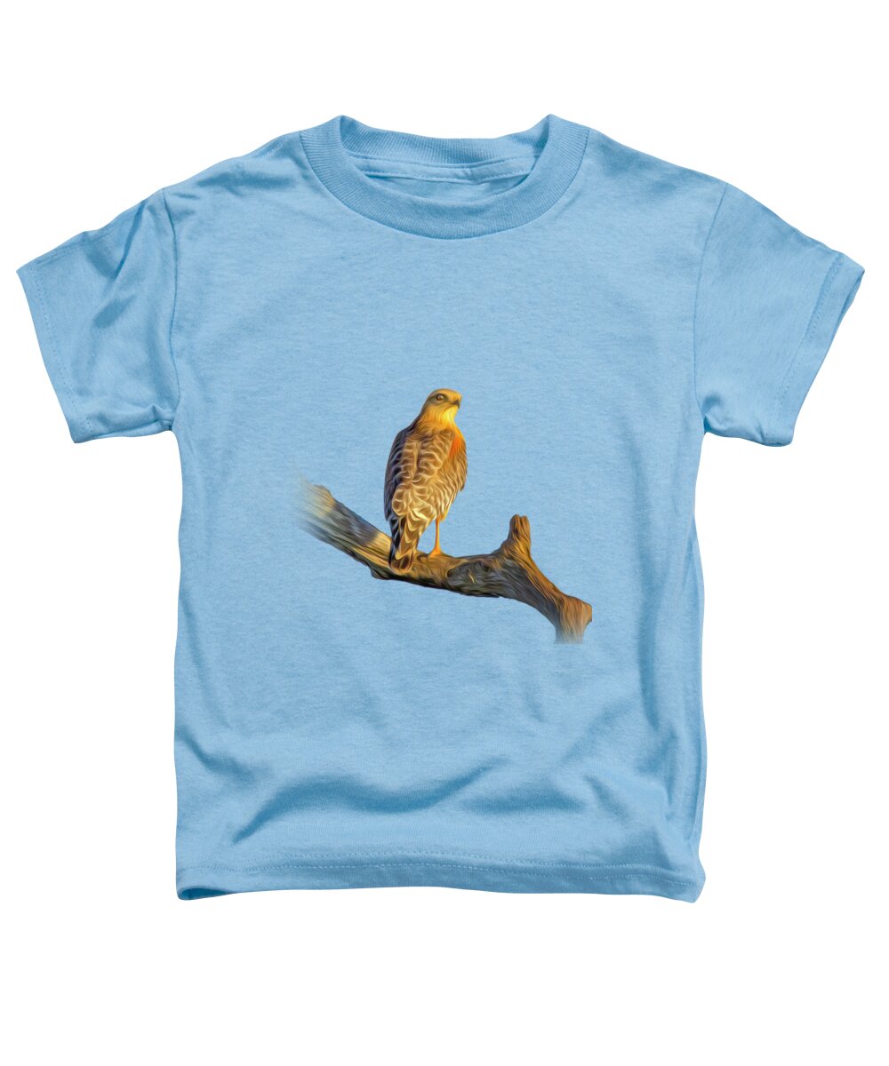 Hawk Toddler T-Shirt featuring the photograph A Red Shouldered Hawk at Sunset by Mark Andrew Thomas