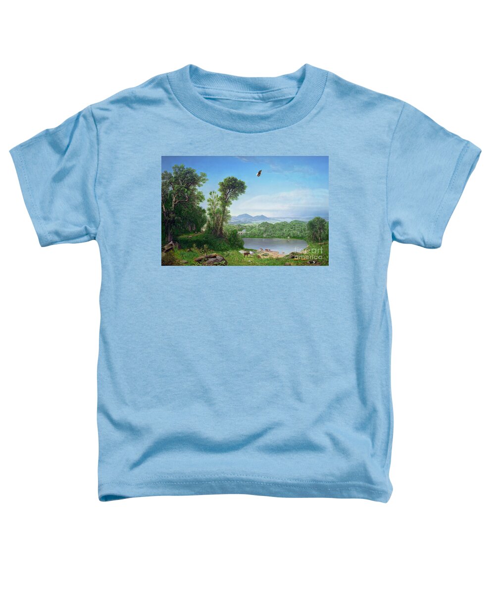 1858 Pastoral Toddler T-Shirt featuring the digital art Asher Durand 1858 pastoral Repaint study by Walter Colvin