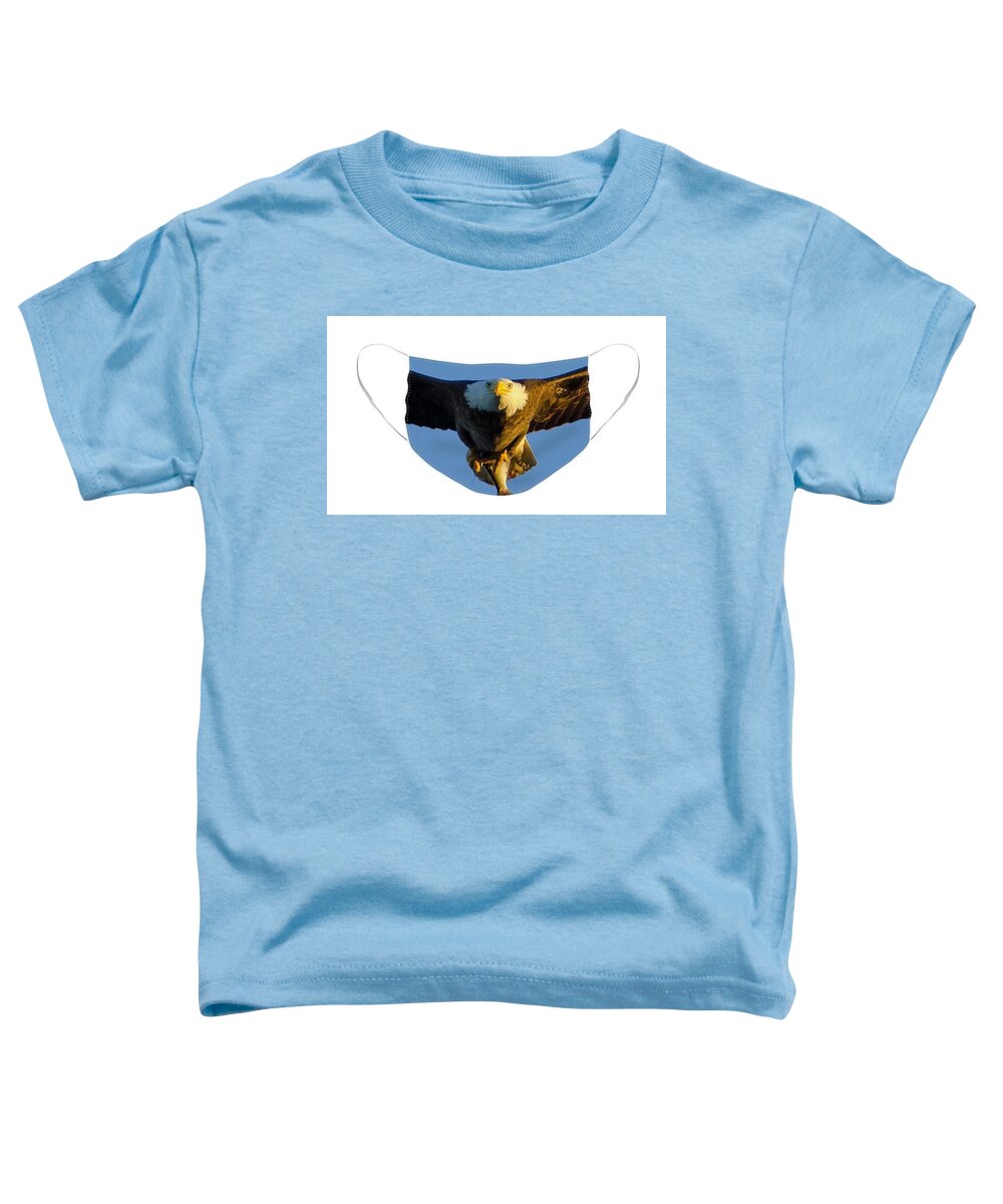 North American Bald Eagle Toddler T-Shirt featuring the photograph Bald Eagle Face Mask with Fish by Jeff at JSJ Photography