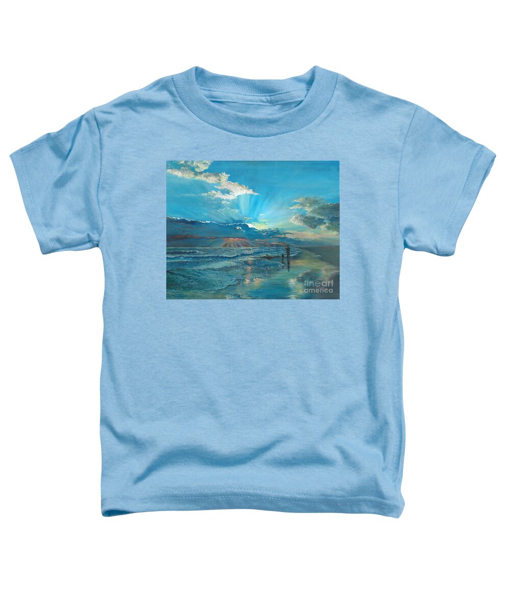 Beach Toddler T-Shirt featuring the painting Beach Walk by Merana Cadorette