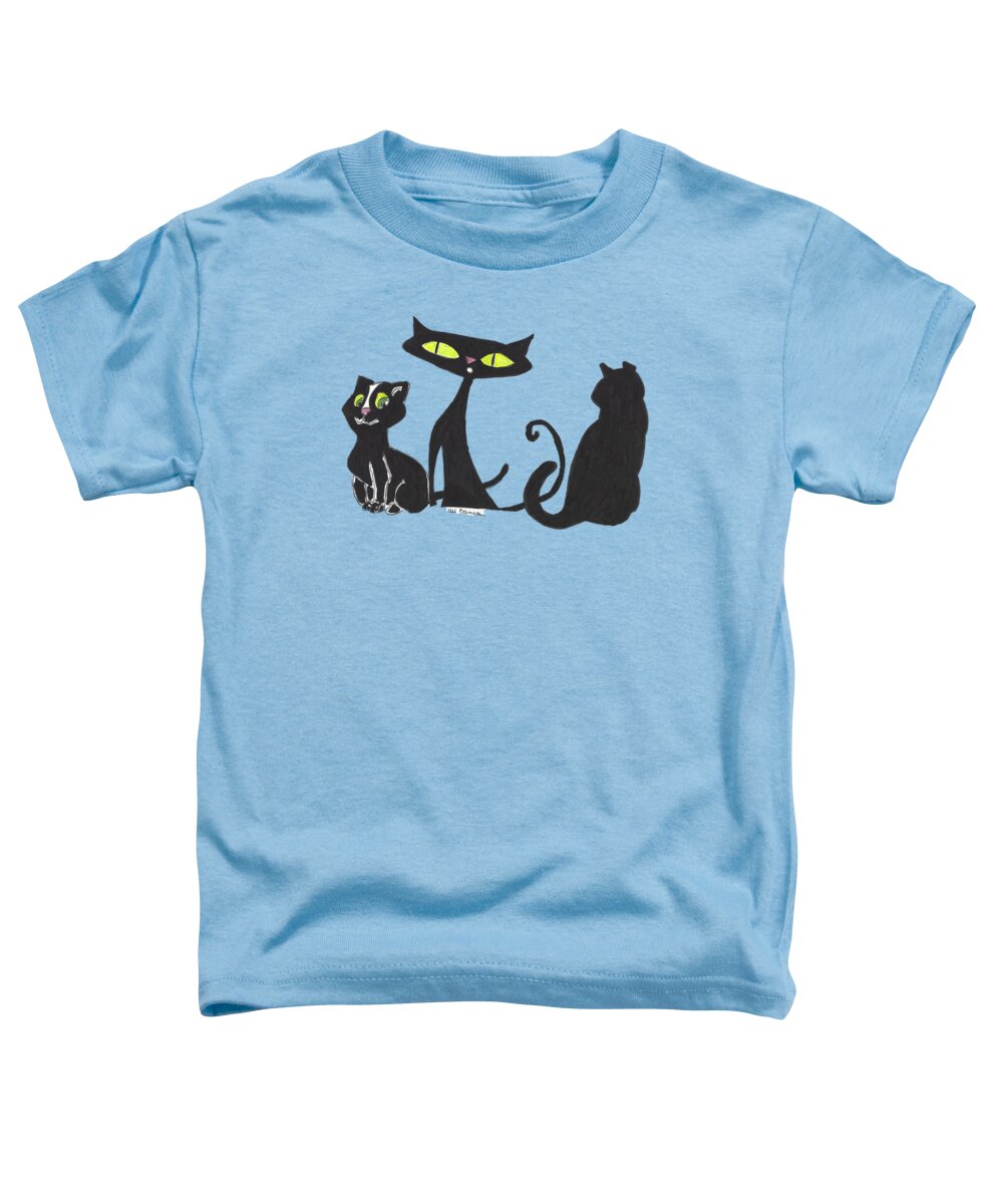 Black Toddler T-Shirt featuring the mixed media Black Cats with Transparent Background by Ali Baucom