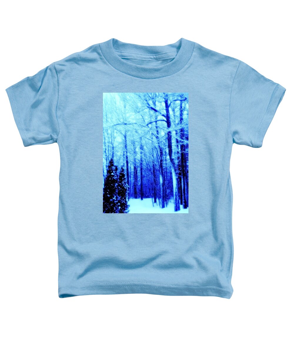 Winter Toddler T-Shirt featuring the mixed media Blue Winter Photo 180 by Lucie Dumas
