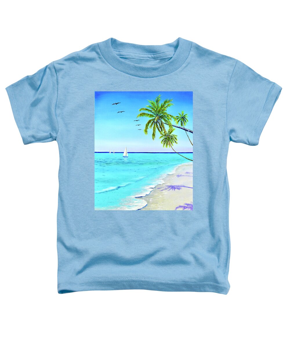 Caribbean Toddler T-Shirt featuring the painting Caribbean Blue Island by Mary Scott