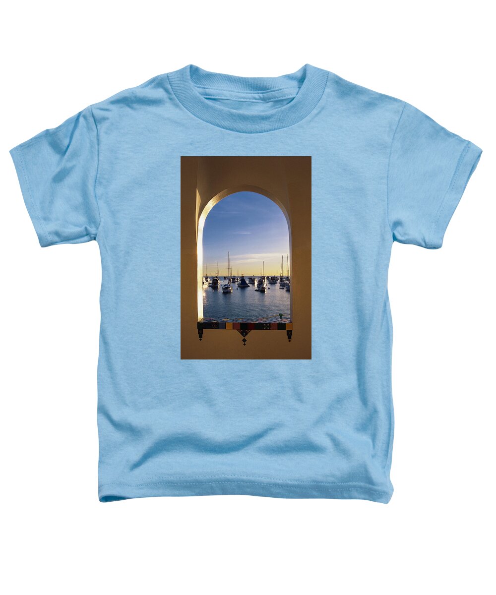 American (origin Toddler T-Shirt featuring the photograph Catalina Casino and Marina, CA Catalina CA by Panoramic Images