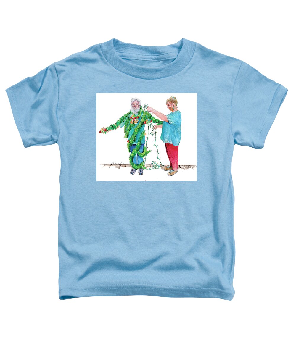 Watercolor Toddler T-Shirt featuring the painting Cheaper than a Christmas Tree by P Anthony Visco