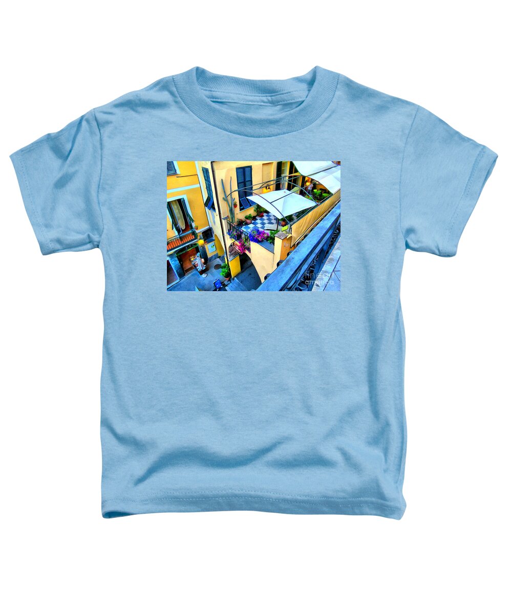 Cinque Terre Toddler T-Shirt featuring the photograph Cinque Terre Balcony View by Sea Change Vibes