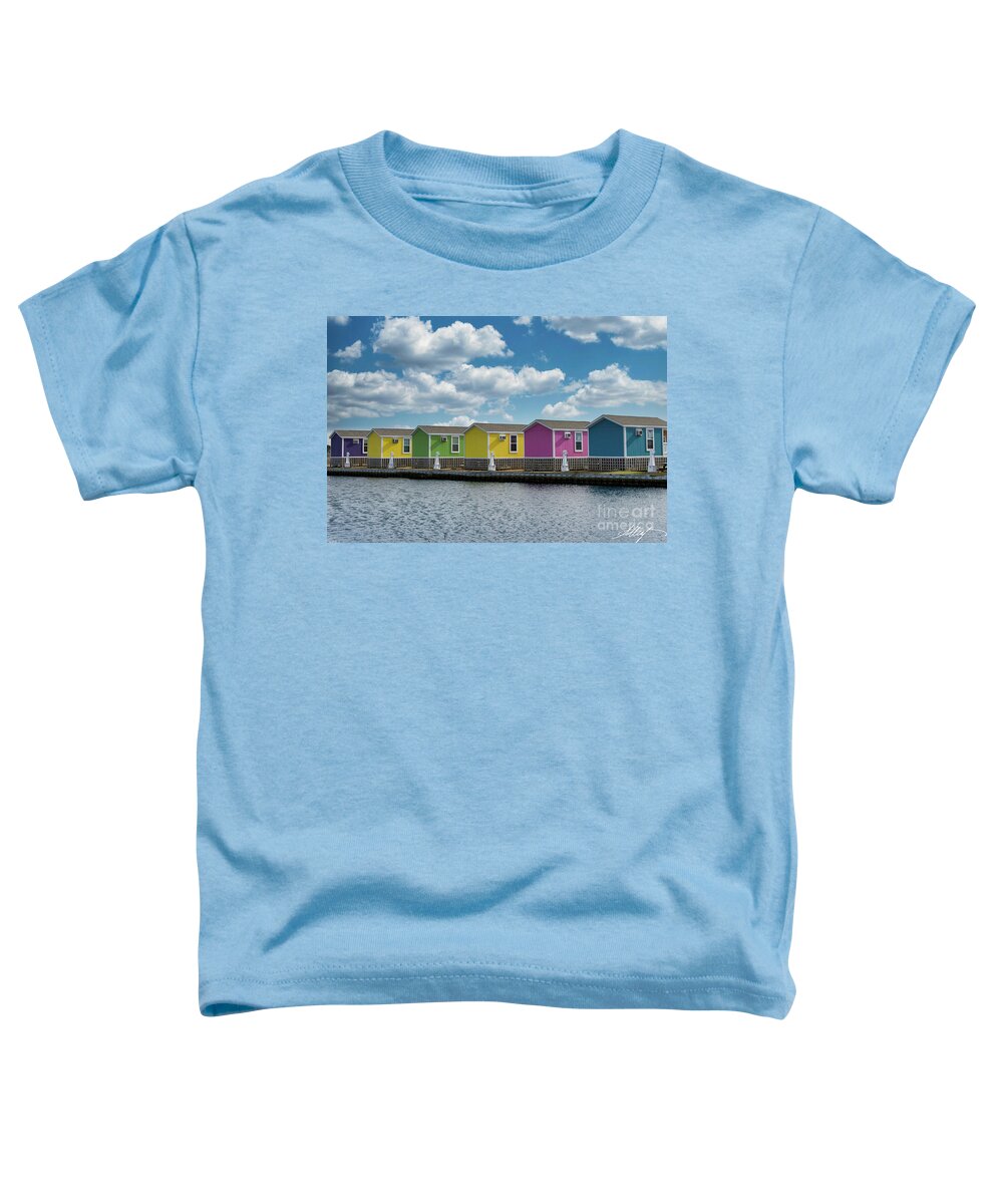 Icloud Toddler T-Shirt featuring the photograph Cottages on the Water by Meg Leaf