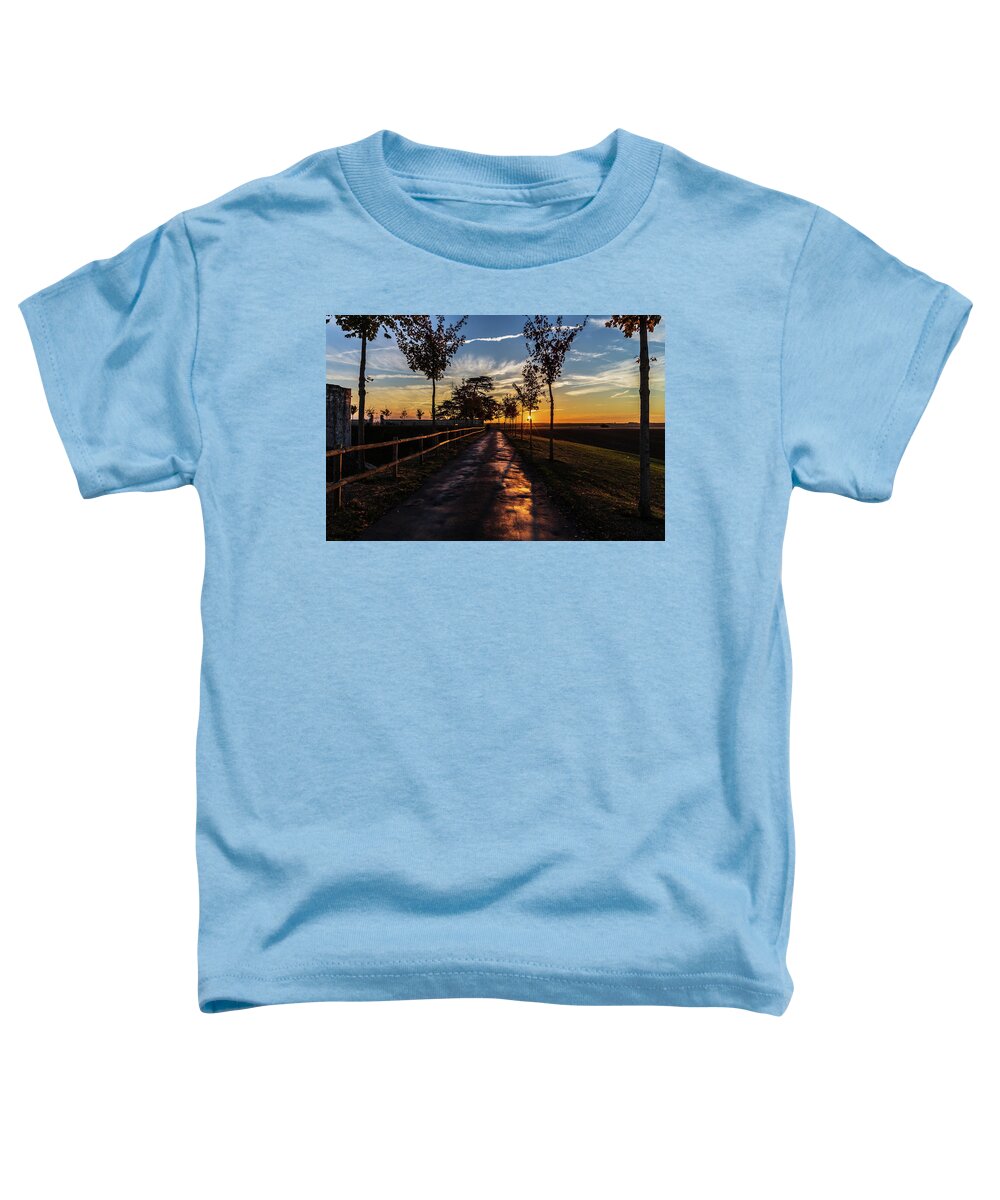 Sunset Toddler T-Shirt featuring the photograph Country road at sunset by Fabiano Di Paolo