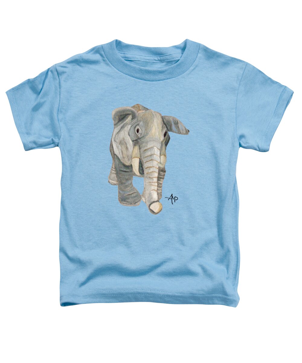 Elephant Toddler T-Shirt featuring the painting Cuddly Elephant Watercolor by Angeles M Pomata