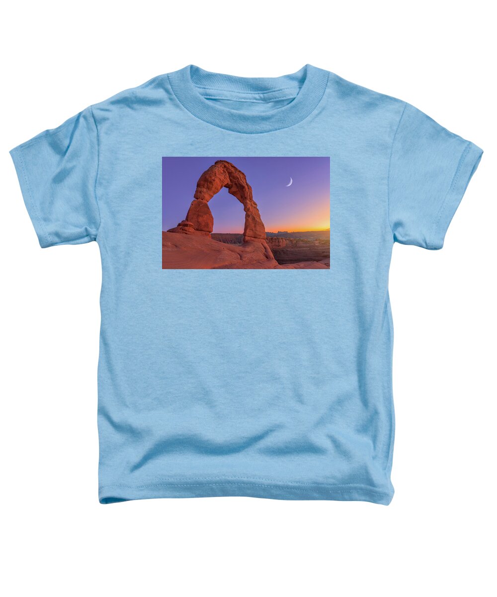 Delicate Arch Toddler T-Shirt featuring the photograph Delicate Moon by Darren White
