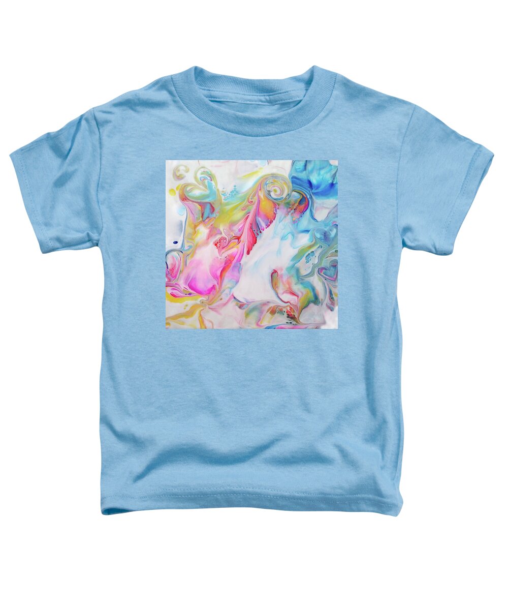 Colorful Abstract Hearts Fluid Acrylic Toddler T-Shirt featuring the painting Dream 2 by Deborah Erlandson
