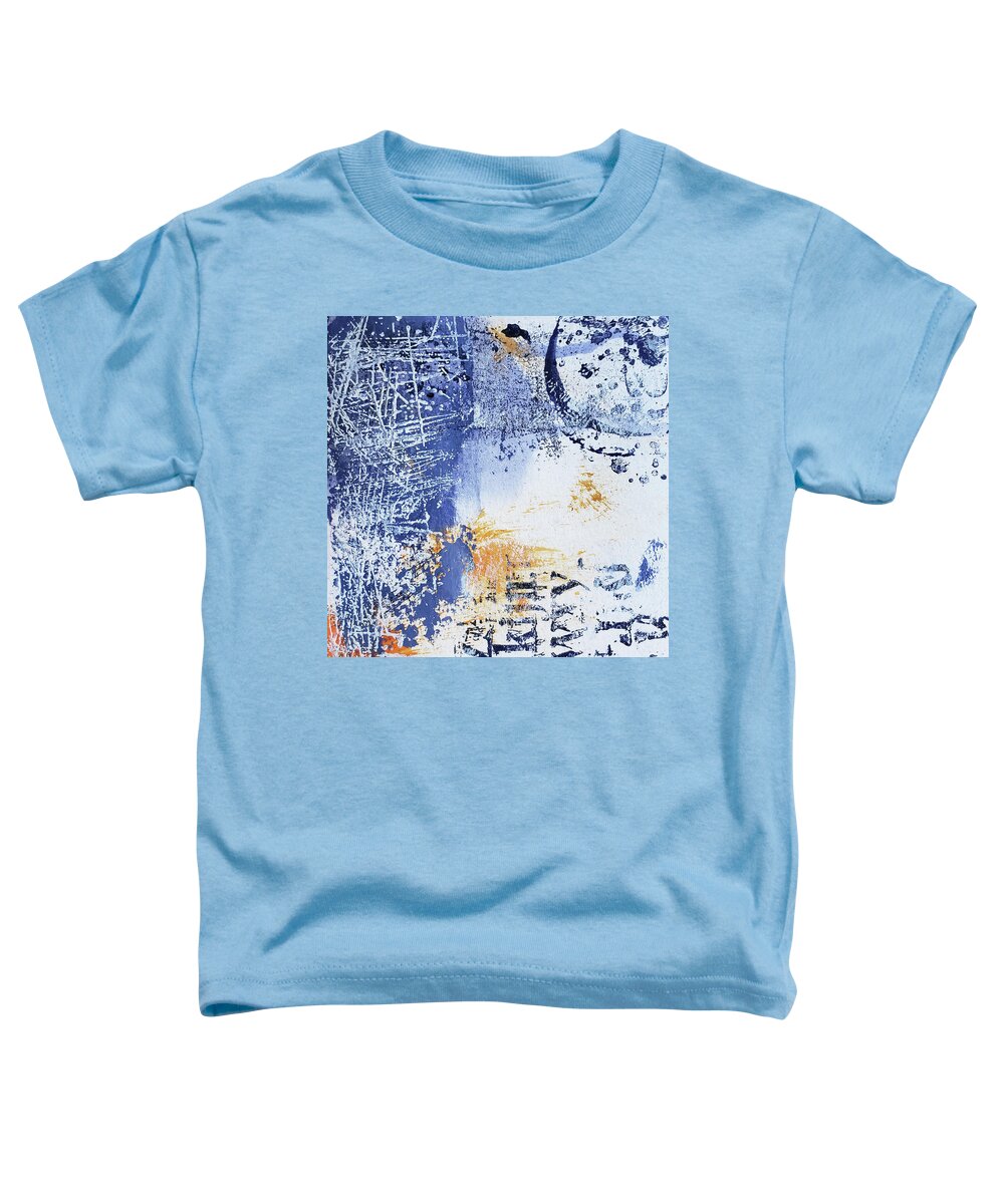 Grunge Toddler T-Shirt featuring the painting EVENING EDITION Blue Orange Abstract Painting Grunge Street Art by Lynnie Lang