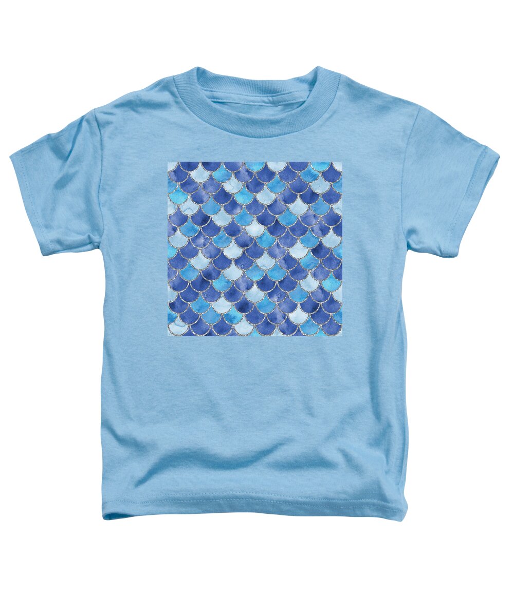 Blue Toddler T-Shirt featuring the digital art Fresh Blue Mermaid Scales by Sambel Pedes