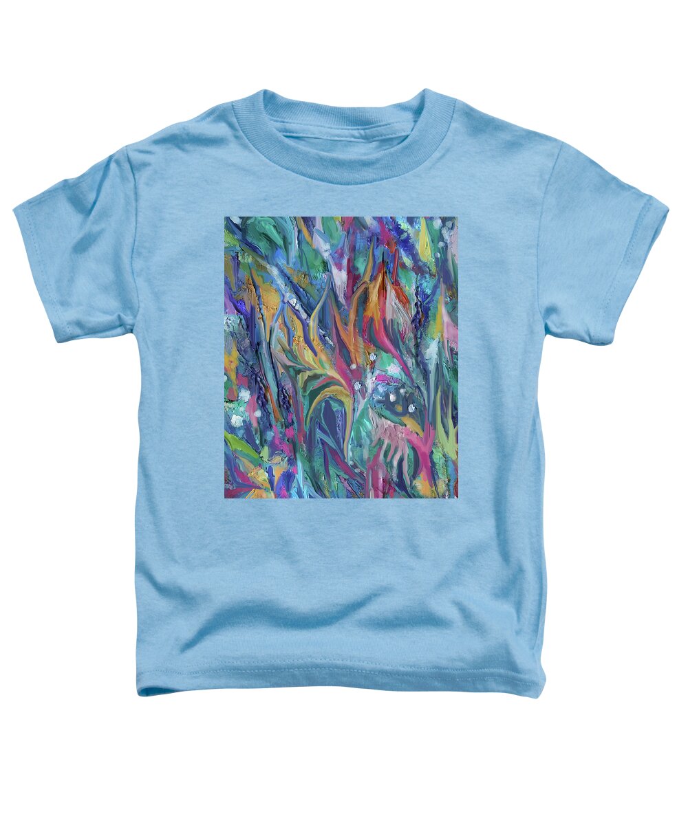 Colorful Abstract Toddler T-Shirt featuring the mixed media Garden Breezes by Jean Batzell Fitzgerald