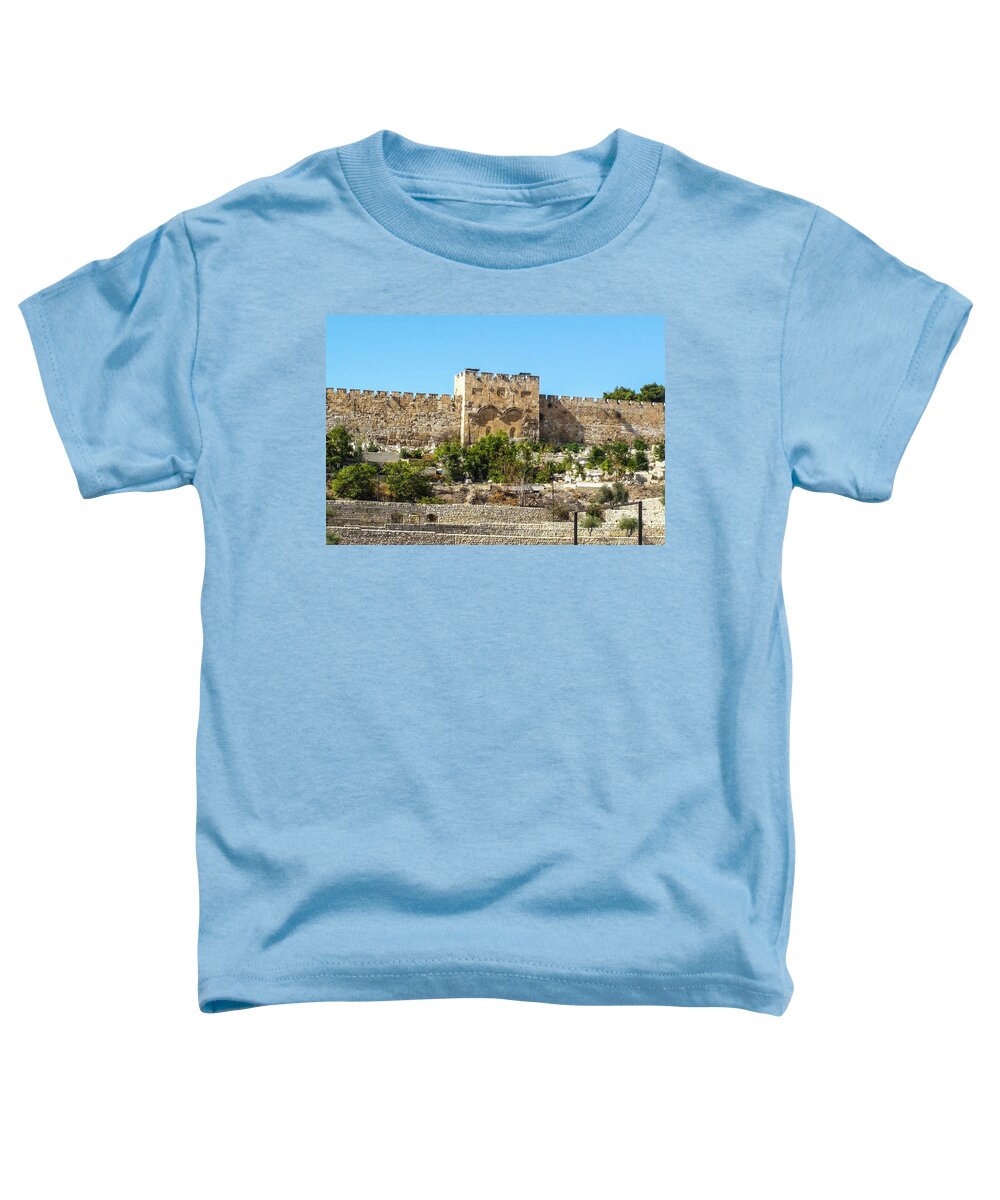 Middle East Toddler T-Shirt featuring the photograph Golden Gate Jerusalem Israel by Brian Tada