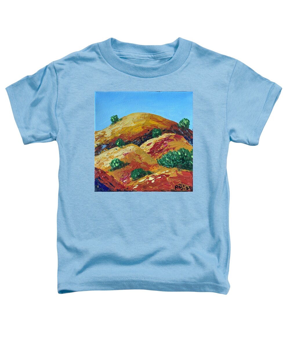 Landscape Toddler T-Shirt featuring the painting Golden Hills 4 by Raji Musinipally
