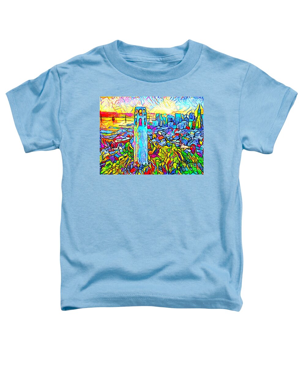 Wingsdomain Toddler T-Shirt featuring the photograph Happy Cheerful Contemporary San Francisco Coit Tower 20200829 by Wingsdomain Art and Photography