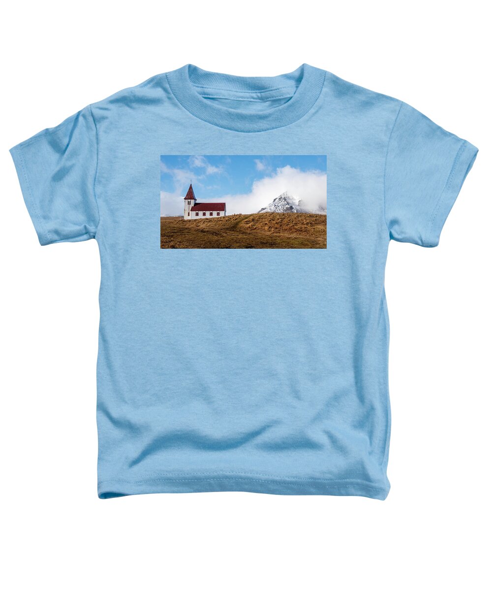 Iceland Toddler T-Shirt featuring the photograph Hellnar church in Snaefellsnes peninsula of Western Iceland. by Michalakis Ppalis