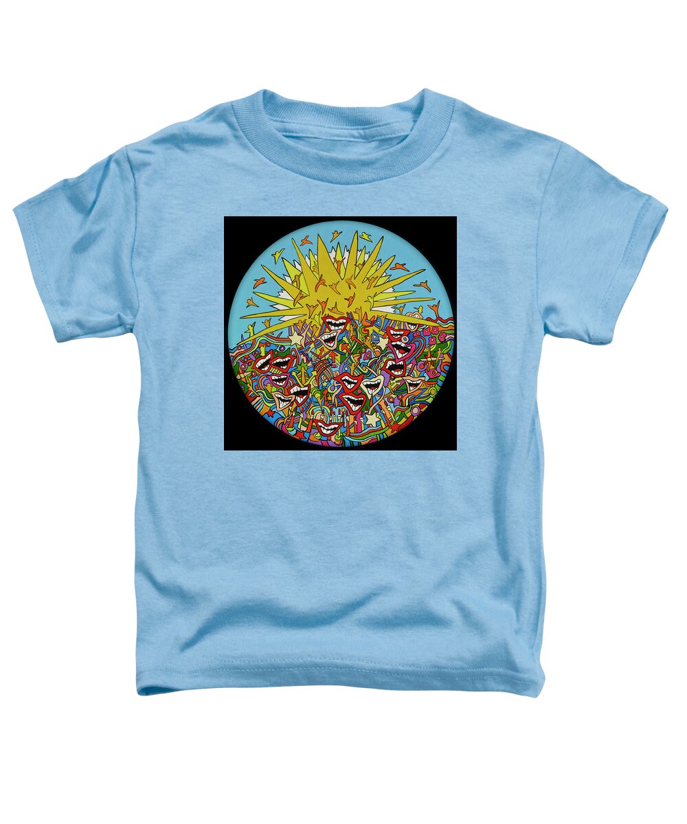 Sunshine Happy Faces Summer Toddler T-Shirt featuring the painting Hello Sunshine by Mike Stanko