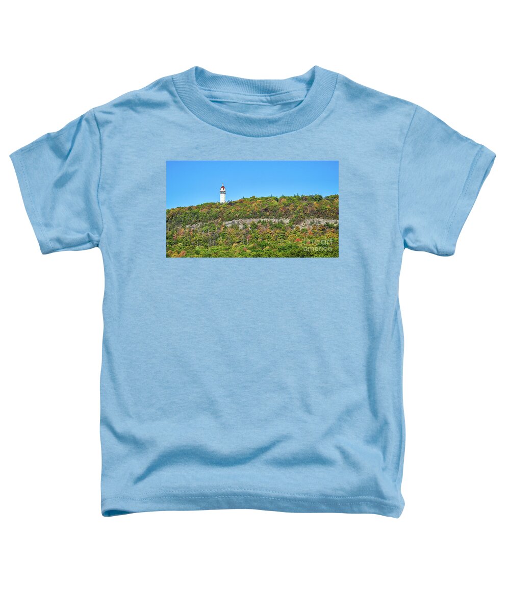 Talcott Mountain State Park Toddler T-Shirt featuring the photograph Heublein Tower in the Fall by Lorraine Cosgrove