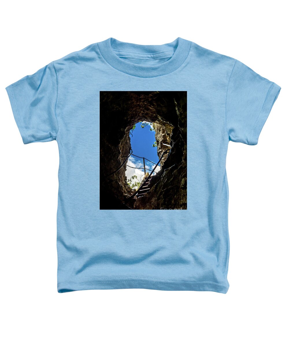 Austria Toddler T-Shirt featuring the photograph Hiking Trail With Exit From A Cave At Steinwandklamm In Austria by Andreas Berthold