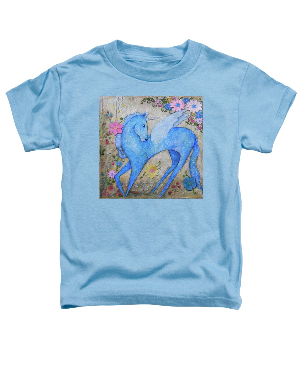 Unicorn Toddler T-Shirt featuring the painting I Wish I Was A Unicorn by Winona's Sunshyne