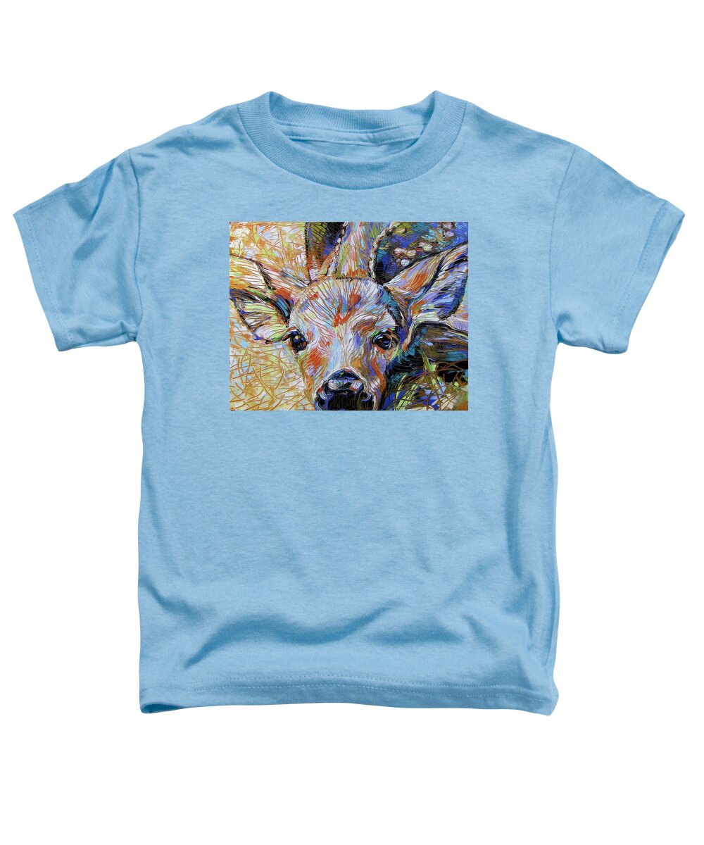Fawn Toddler T-Shirt featuring the painting I'm Here Momma by Kathleen Steventon