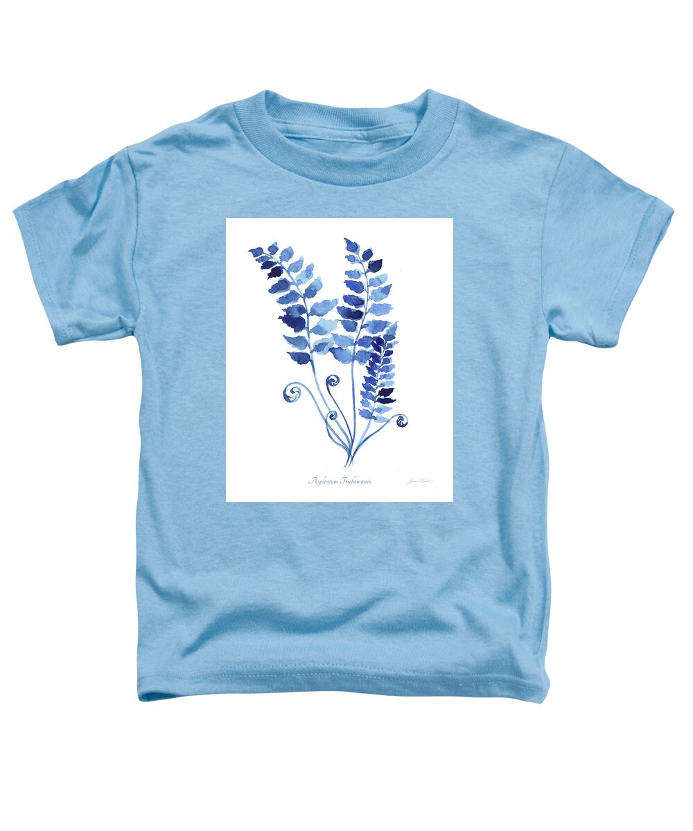 Indigo Toddler T-Shirt featuring the painting Indigo Botanical 9 by Jean Plout