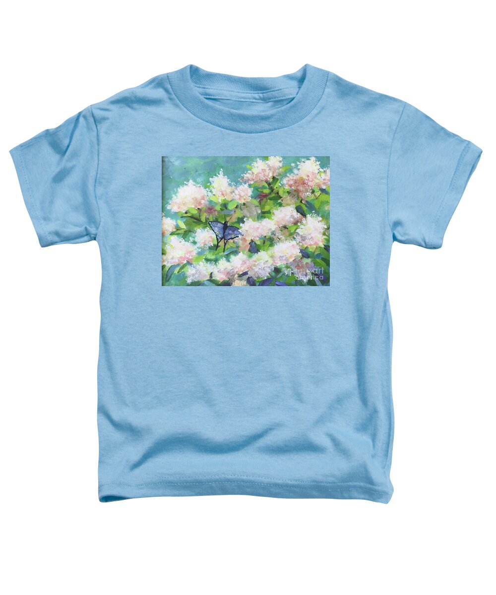Hydrangea Toddler T-Shirt featuring the painting Janet's Hydrangeas by Anne Marie Brown