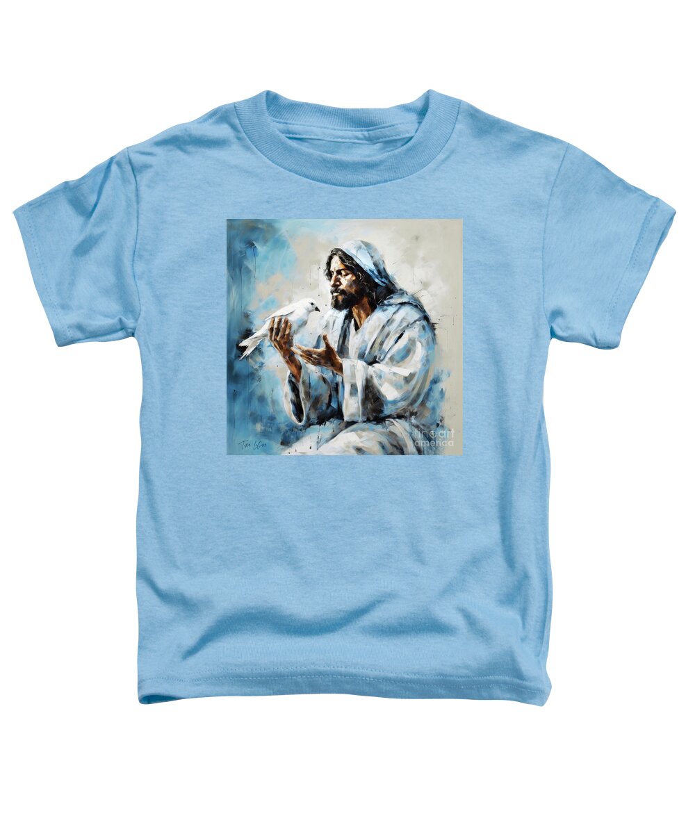 Jesus Christ Toddler T-Shirt featuring the painting Jesus And The Holy Dove by Tina LeCour